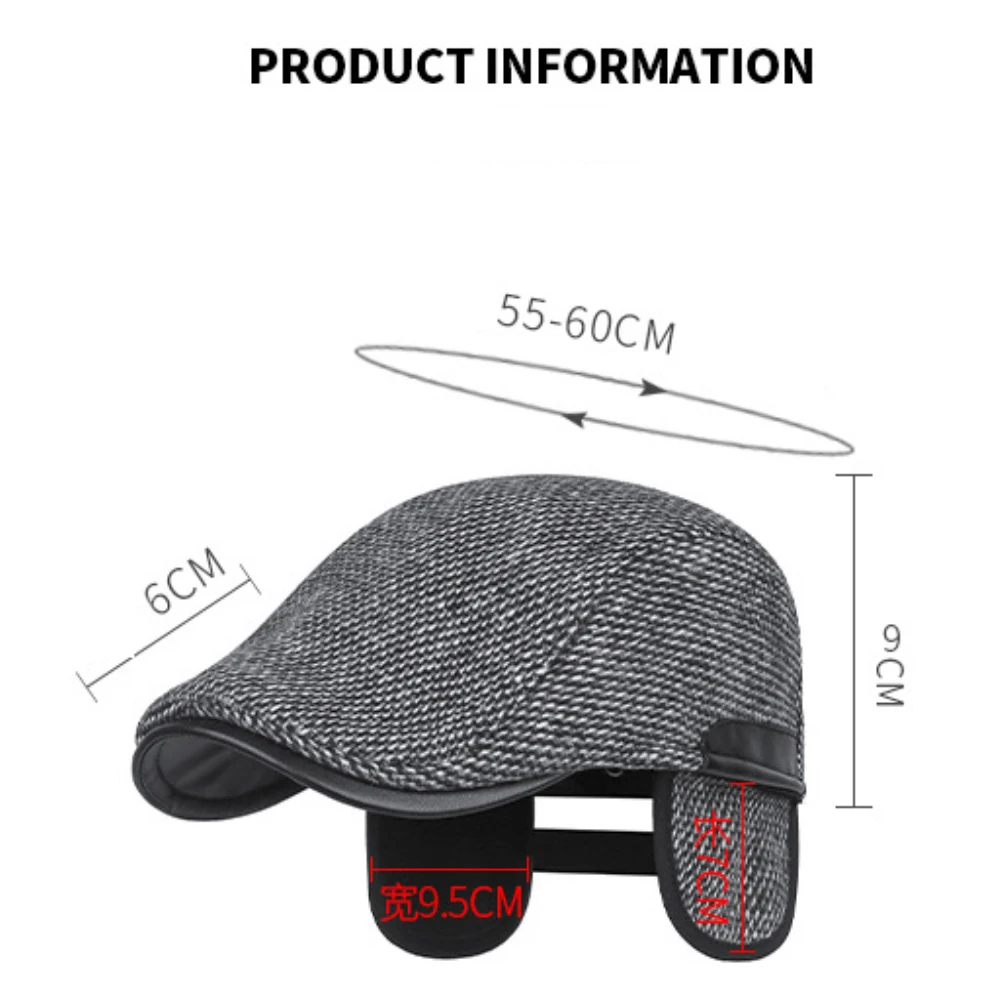 HT4923 béret casquette mâle automne hiver chapeau réglable Ivy casquette plate papa père artiste peintre chapeau oreillette casquette grand-père hommes béret