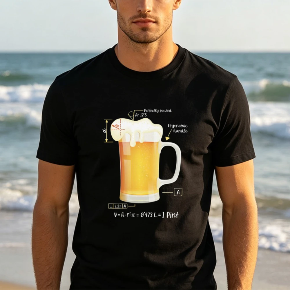 Beer Math Equation Graphic T-Shirt Men Unisex Tee Casual Summer Fashion Streetwear Tops Funny Drinker Gift Nerd Science Shirt
