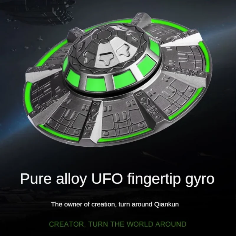 Cool ยานอวกาศ UFO Fidget Spinner EDC โลหะ Luminous ปลายนิ้ว Gyroscope ของเล่นผ่อนคลายสําหรับผู้ใหญ่เด็ก Anti ความวิตกกังวล