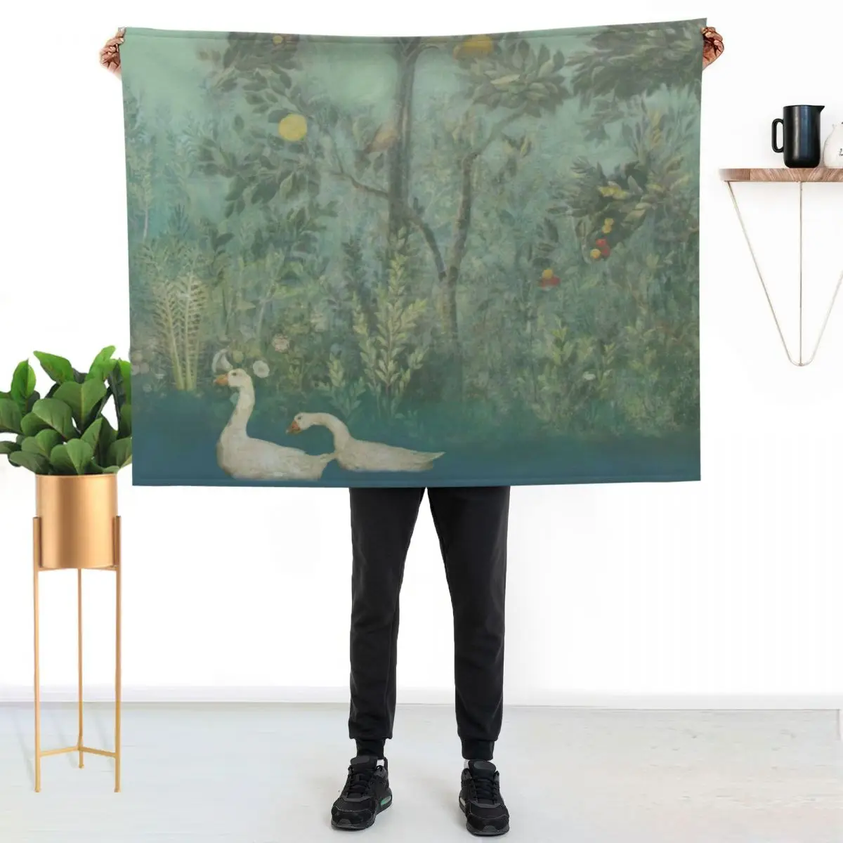 Ancient Plant goose fresco Throw Blanket Soft Home Decor Blanket for Couch Bedroom