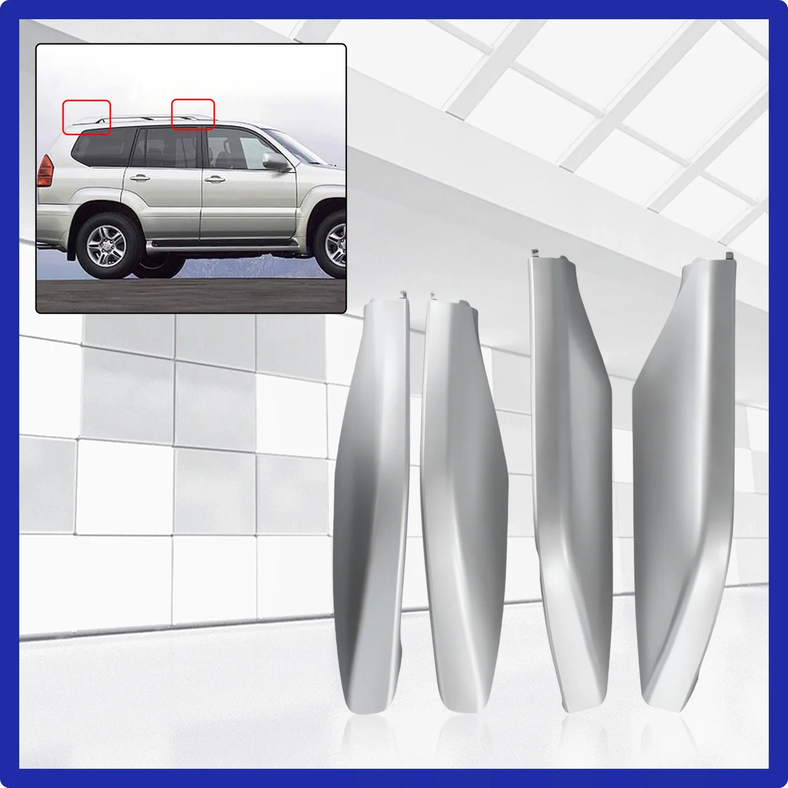 For Lexus GX470 Give Your For Lexus GX470 an Upgraded Look with These 4pcs Silver Roof Rack Rail End Cover Shells