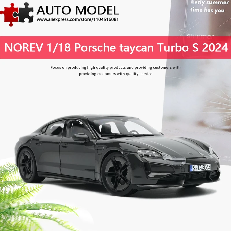 

Norev 1/18 Porsche Taycan Turbo S Grey Full Open Door Diecast Alloy Model Cars Miniatures Simulation Collection Ornament Gift
