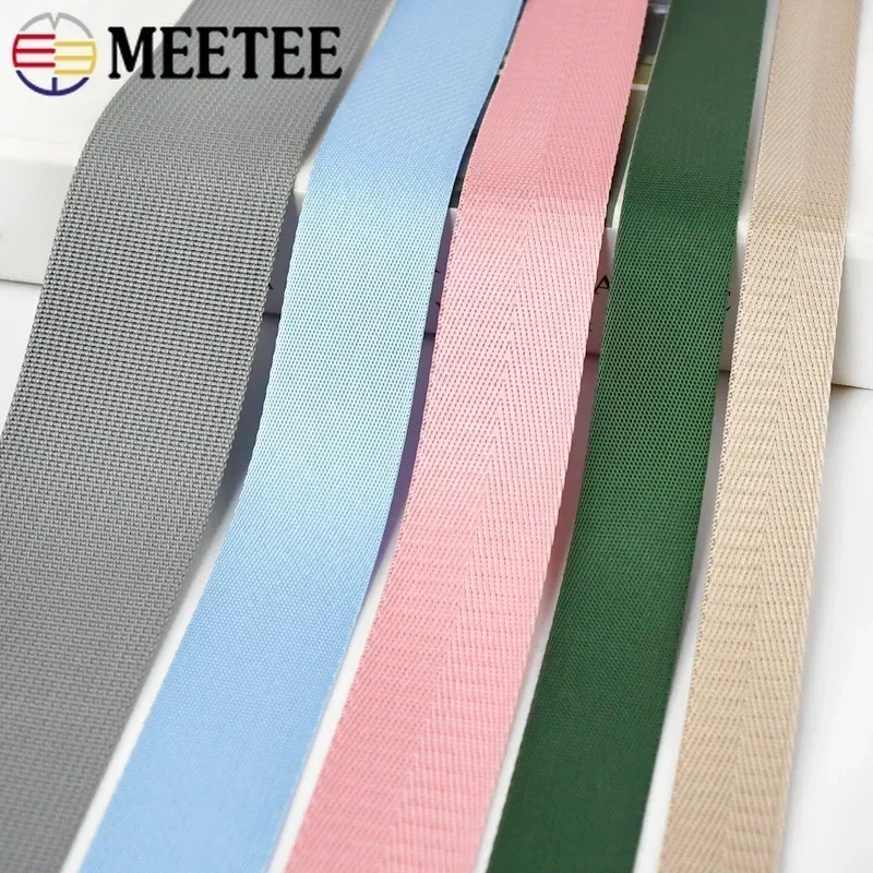 Meetee 8Meters 25-50mm High Quality Nylon Webbing Band Herringbone Pattern Lace Tape Ribbon DIY Bag Strap Sewing Accessories