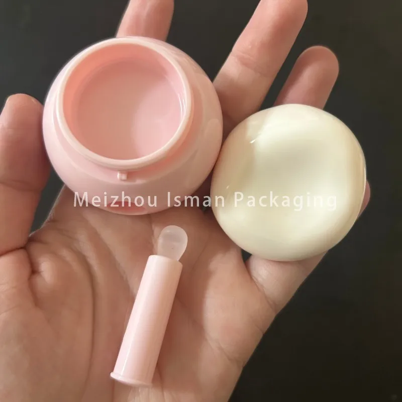50 pçs vazio 3g bonito rosa branco viagem portátil recipiente de bálsamo labial máscara frasco blush caso embalagem com colher escova