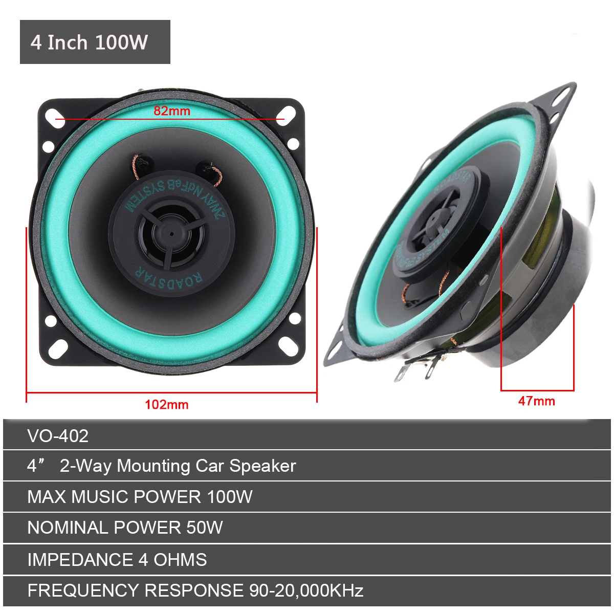 1piece 4/ 5 /6.5 Inch 100W Universal Car HiFi Coaxial Speaker Vehicle Door Auto Audio Music Stereo Full Range Frequency speaker