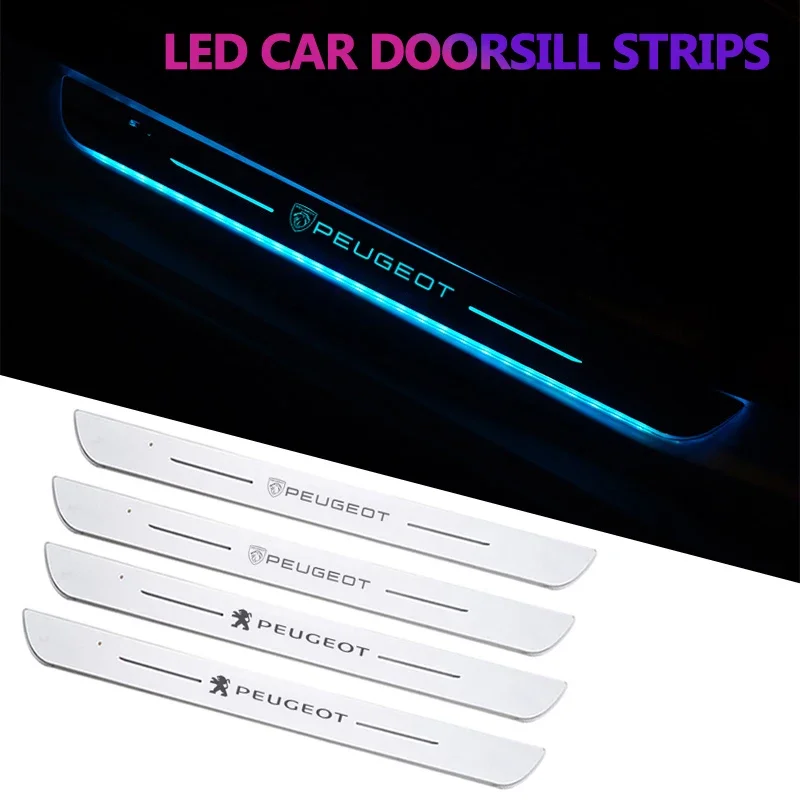 Dynamic USB Car Welcome Door Sill Lights LED Pedal for Peugeot 308 3008 307 207 208 508 2008 306 406 4008 5008 206 408 407 301