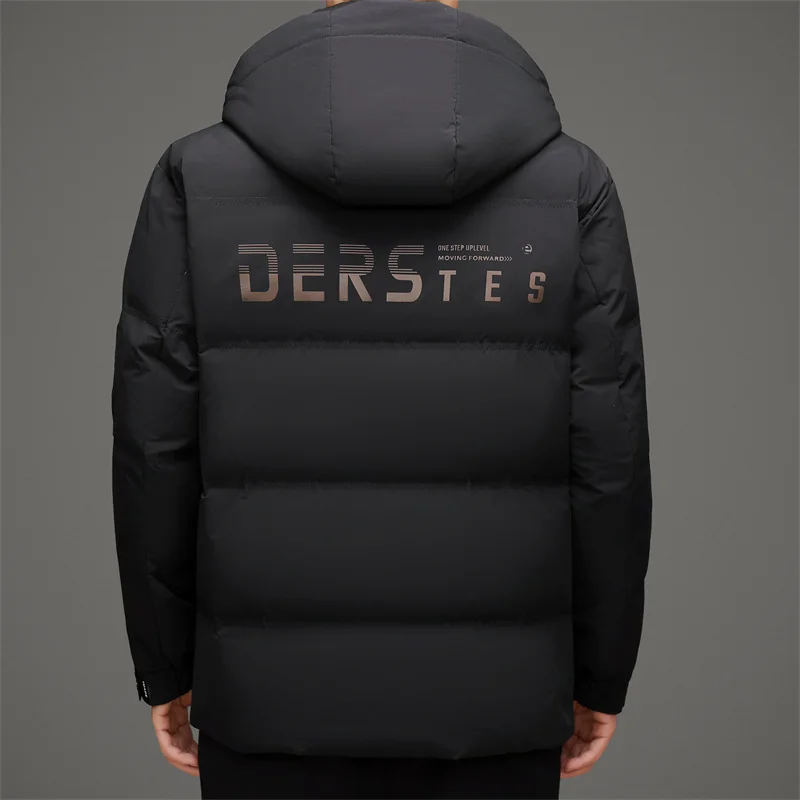 Winter Men Black Beige Puffer Parkas Thermal Thick Hooded Coat Male Casual Cosy Outerwear White Down Puff Overcoat Male Outfits