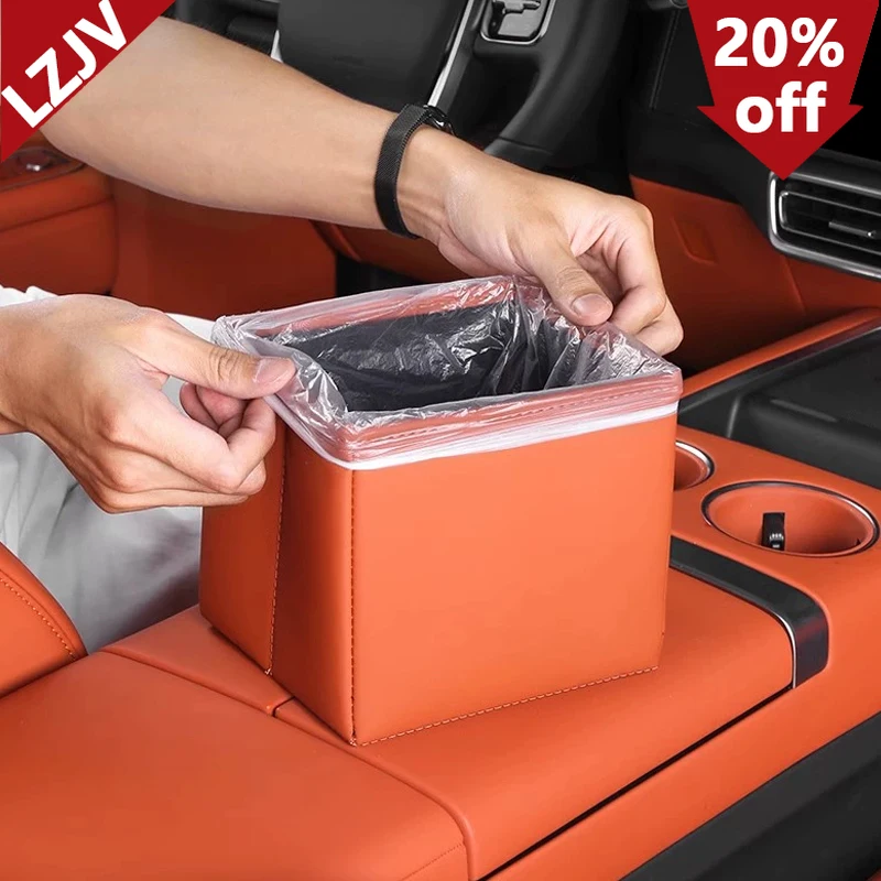 LZJV Car Trash Can Collapsible Leak-Proof Storage Box with Garbage Bag for Lixiang L9 2023 2024 Car Accessories