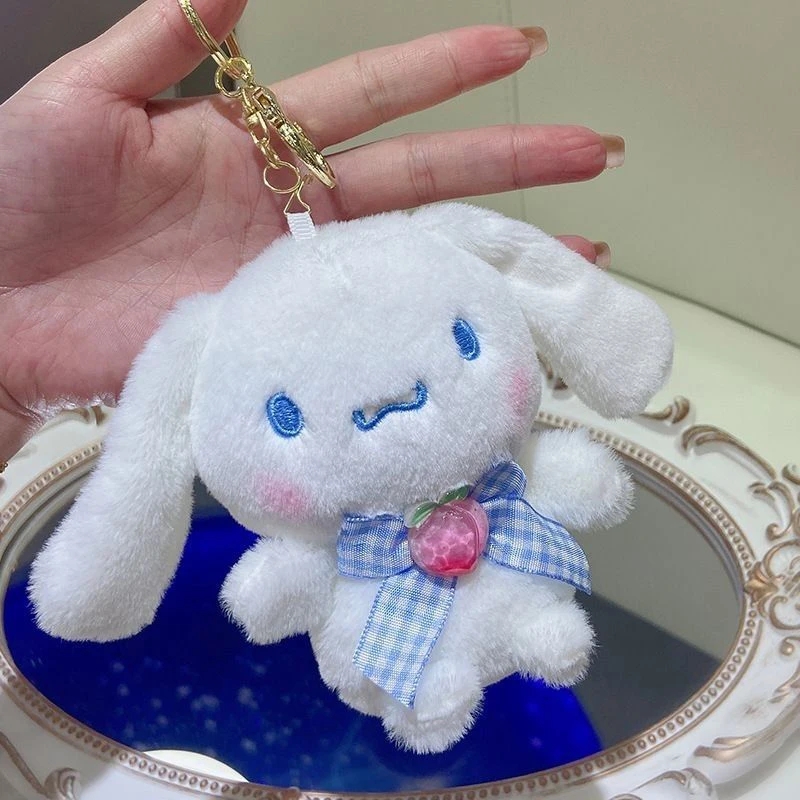 Kawaii portachiavi carino peluche ciondolo Anime Kuromi Melody Cinnamoroll ragazza studente borsa bambola marrone auto portachiavi decorazione gioielli