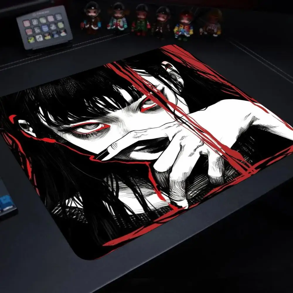 Bizarre Aesthetics Anime Girl PC Gaming Office Dark Accessory Calligraphy Mouse Pad 45x40cm Speed E-Sports Waterproof Desk Mats