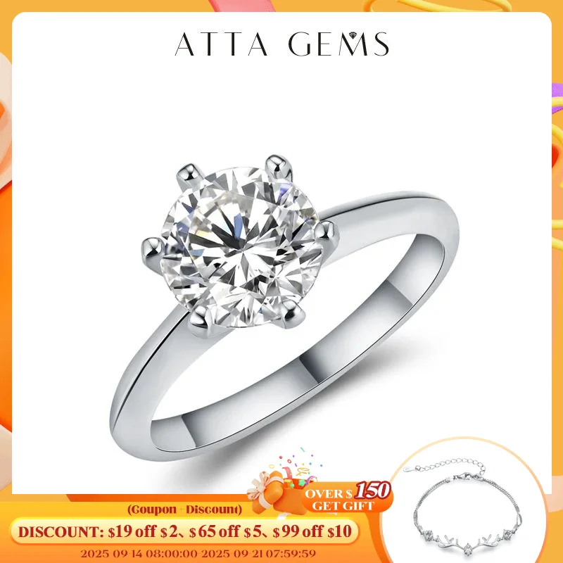 

Classic Six Claw 1ct~3ct Moissanite Ring Round Brilliant Cut Diamond Test Passed Moissanite Diamond Solitaire Rings for Women