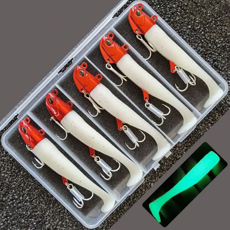 5 Stück 24g/105mm Künstlicher Weichköder Leuchtend/Glühend Makrelen- und Barsch-Angelköder Wobbler Swimbait Jigging-Köder – Detail 2