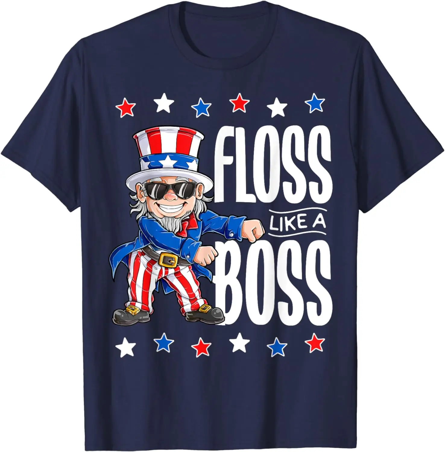 Floss Like a 4th of July Shirt Kids Boys Girl Uncle Sam T-Shirt