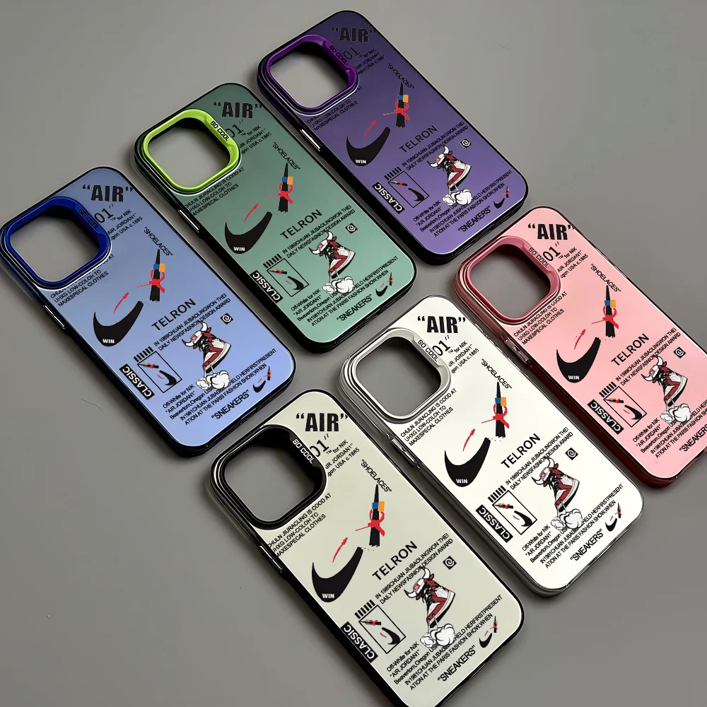

Trend Street Sneakers Label Phone Case IMD Color Silver Shell For IPhone 16 15 14 13 12 Pro Max Plus