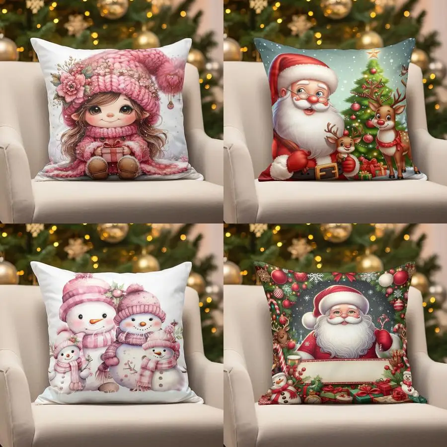 

Home Decor Christmas Cute Character Pillows Suitable For Sofa Bedroom Car Pillow Cover Cushion Rectangular Back Cushion