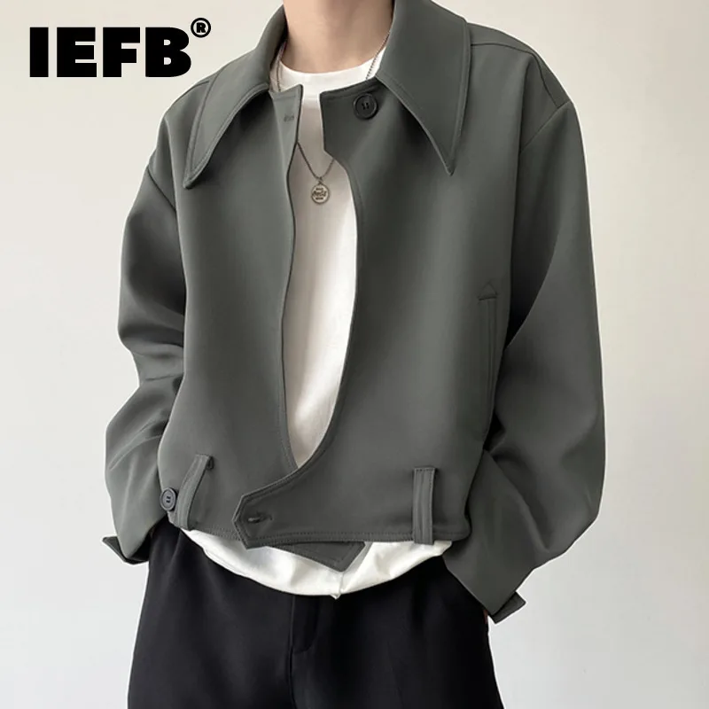 IEFB New Autumn Men\'s Jackets Turn-down Collar Casual Single Breasted Coats Solid Color New Trendy Male Loose Tops Tide 9C7669