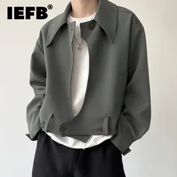 IEFB New Autumn Men's Jackets Turn-down Collar Casual Single Breasted Coats Solid Color New Trendy Male Loose Tops Tide 9C7669