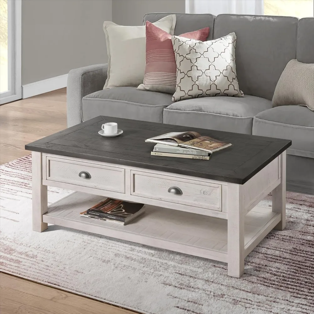 Martin Svensson Home Monterey Solid Wood Coffee Table White with Grey Top