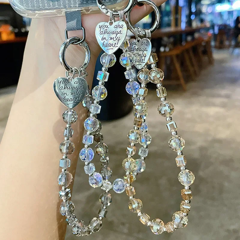 Explosive mobile phone chain Jingjing ins fashionable simple light luxury high-end crystal lanyard camera chain pendant hand rop