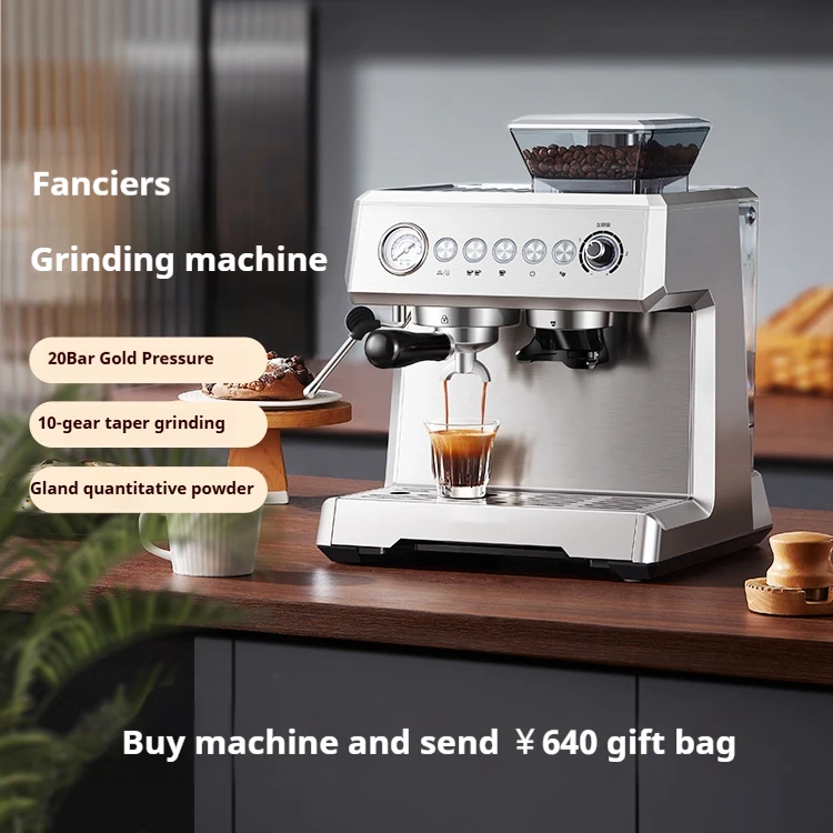 Coffee machine household semi-automatic Italian grinding steam milk foam all-in-one machine small commercial freshly ground