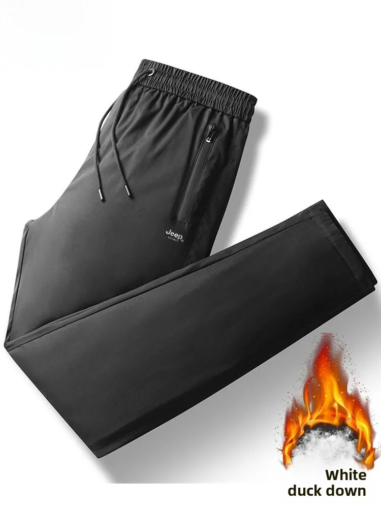 

Spirit Men's down Pants Large Size Warm Cotton Trousers Winter Faion Urban Sle Long Pants Polyester Fiber Casual Wear