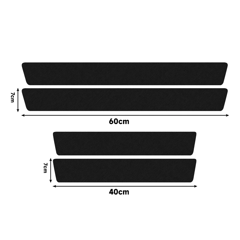1/4/5/9Pcs Car Door Carbon Fiber Threshold Protector Decal for Trunk Bumper Sticker Three Red Lines view 2