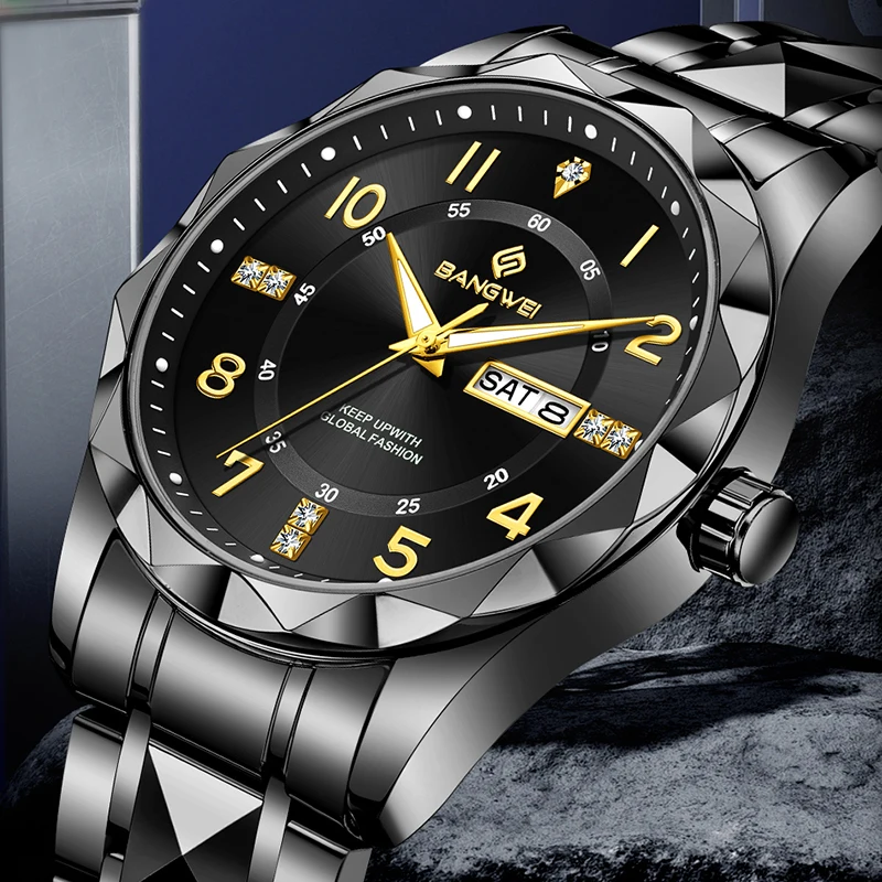 

BANGWEI 2026 casual men's watch luminous quartz wristwatch calendar waterproof fashion business men sports watches reloj hommes