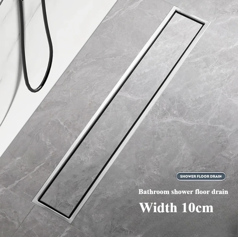 Bathroom shower floor drain gold rectangular 10cm concealed 304 stainless steel floor drain