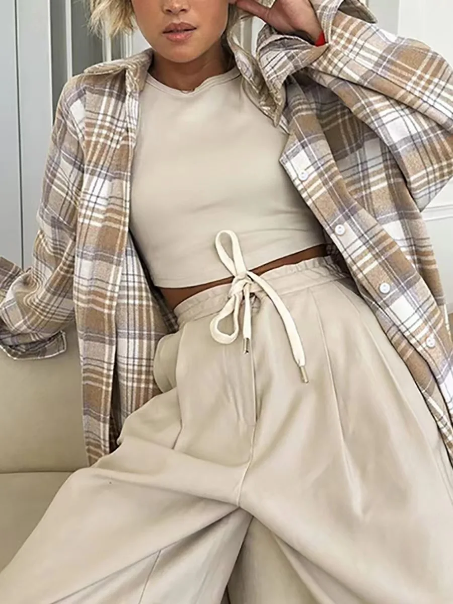 Faionable خمر منقوشة irt طويلة Sve طوق فضفاض المرأة Busin عادية irt منتصف طول تصميم ألف خط #5