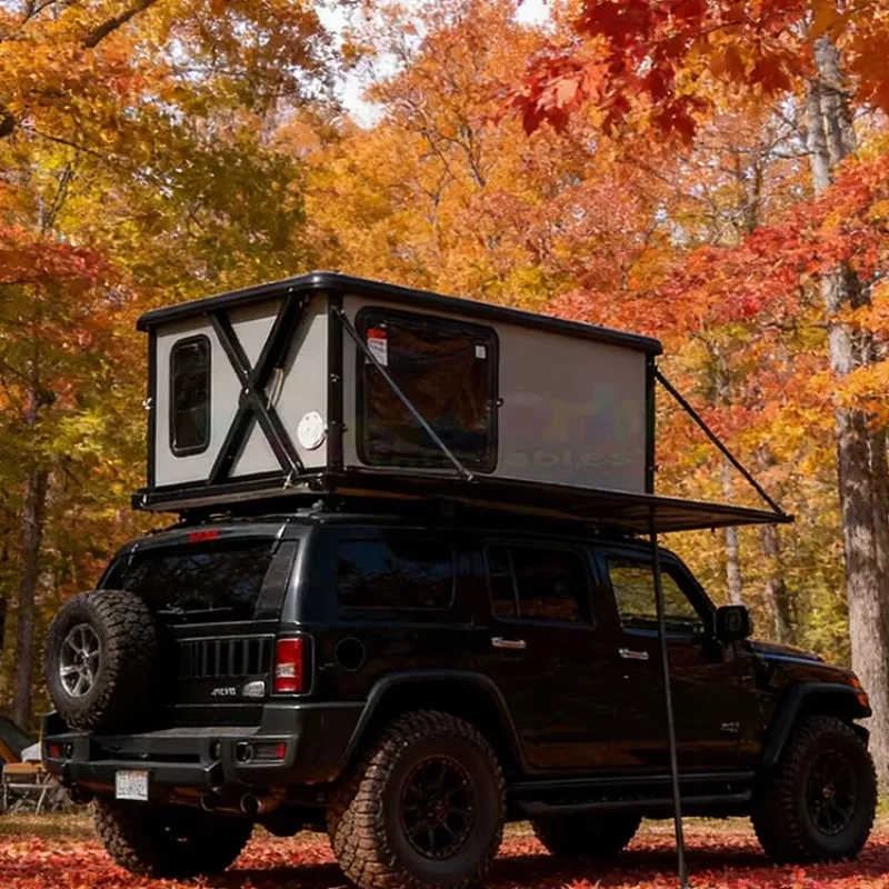Person Camping Roof Top Tent Car Rooftop 4x4 Waterproof Roof Aluminum Triangle Hard Shell Car Rooftop Tent Hard Shell Rtt
