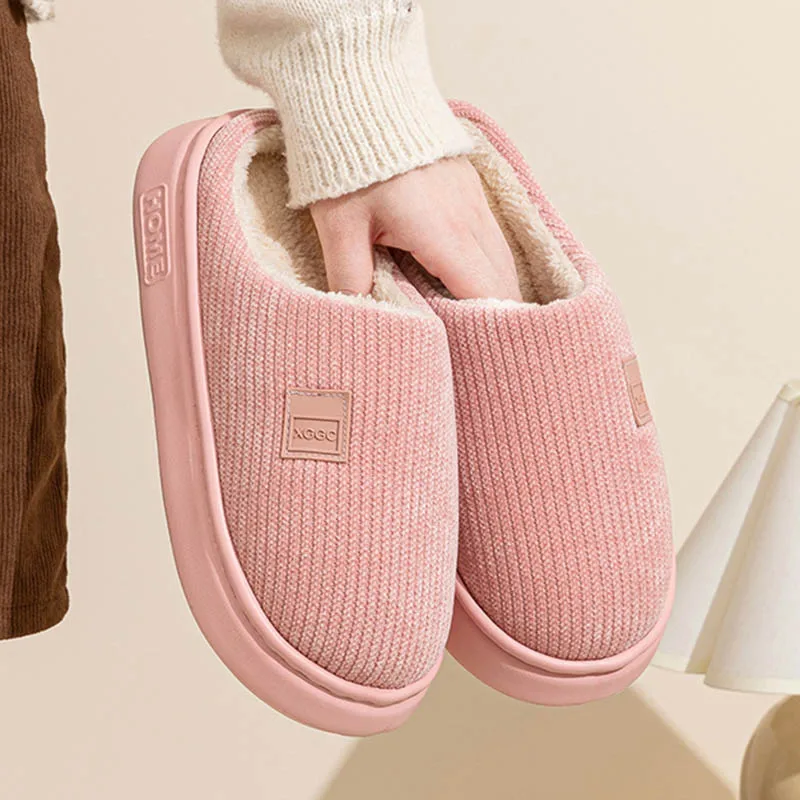 

Уютные домашние парные тапочки, осенне-зимние теплые плюшевые домашние тапочки для женщин, однотонная нескользящая хлопковая обувь на мягкой подошве унисекс