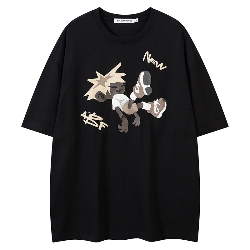 

Summer Mens Short Sleeve Tshirts Hip Hop Cartoon Boy Graphic Printed T-Shirts 2025 Streetwear Harajuku Casual Cotton Tops Tees