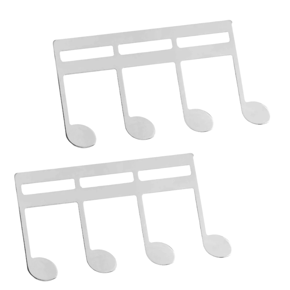 2pcs Metal ​Sheet Music Clip​ ​Note Pattern​ ​Delicate ​Music Stand Clips​ ​Gold/​Black/Silver ​Page Holder​
