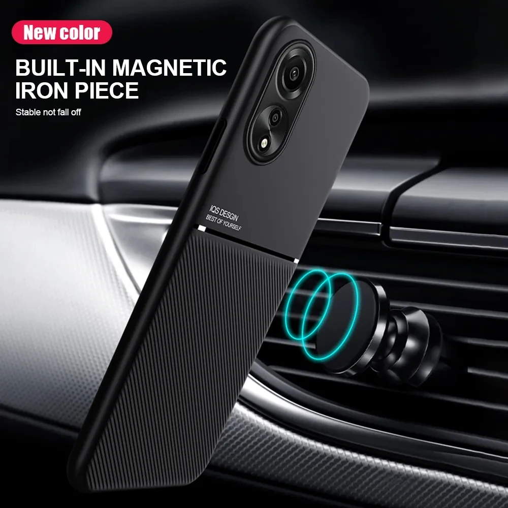 For OPPO A79 A78 A58 Case Protective Cover For OPPO A98 5G A57 A57S A94 A95 Built-in Car Magnetic Holder Phone Coque Fundas