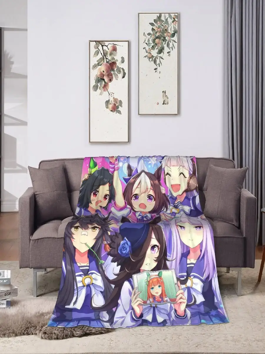 Uma Musume Anime manta de felpa cálida colcha decorativa para sala de estar sofá cama cubierta