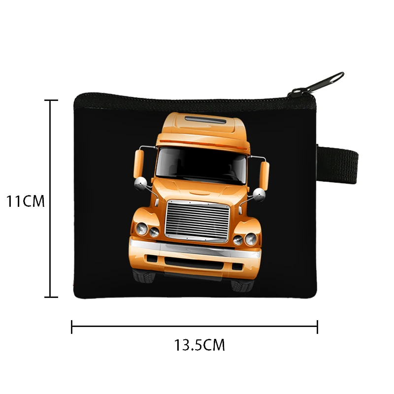 Cartoon Car Fire Engine Tractor Print Coin Purse Travel Bus Camper Wallets Earphone ID Credit Card Bag Money Coin Bags Gift Sac