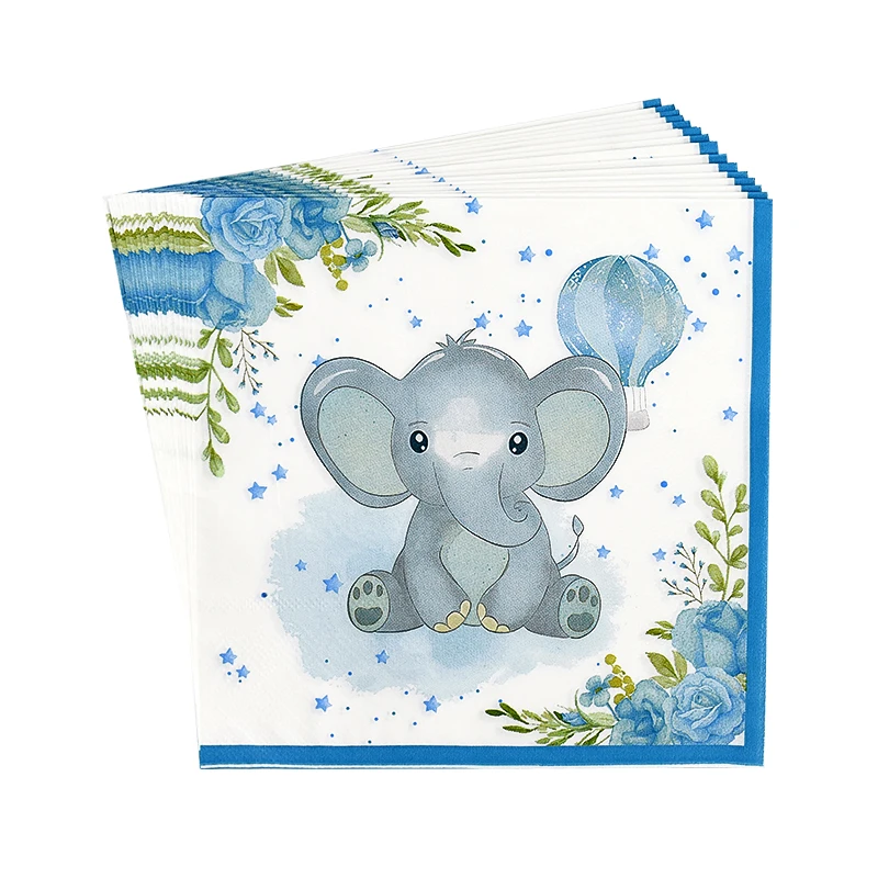 Cartoon Baby Elefant Einweg geschirr Set Papp teller Tasse Serviette Kinder Jungen Geburtstags feier Dekoration Baby party liefert – Detail 9