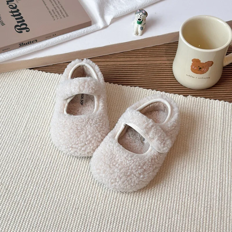 

Girls Casual Shoes Suede Warm Soild Color Kids Flat Shoes Korean Style Fashion 2025 Winter New Children Princess Shoes Soft