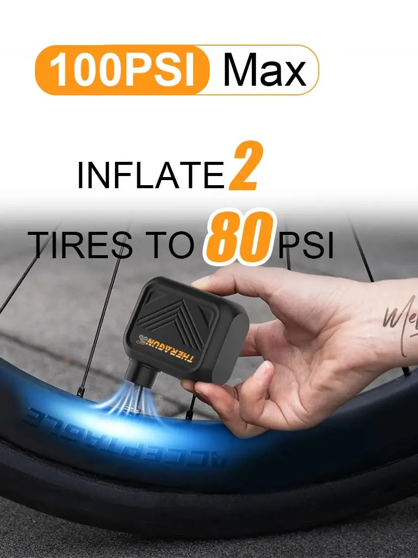 AliExpress THERAGUN Mini Portable Bicycle Pump Rechargeable Air Inflator 100PSI 5V Type-C Bike Accessories for Bike Schrader Presta Tires.