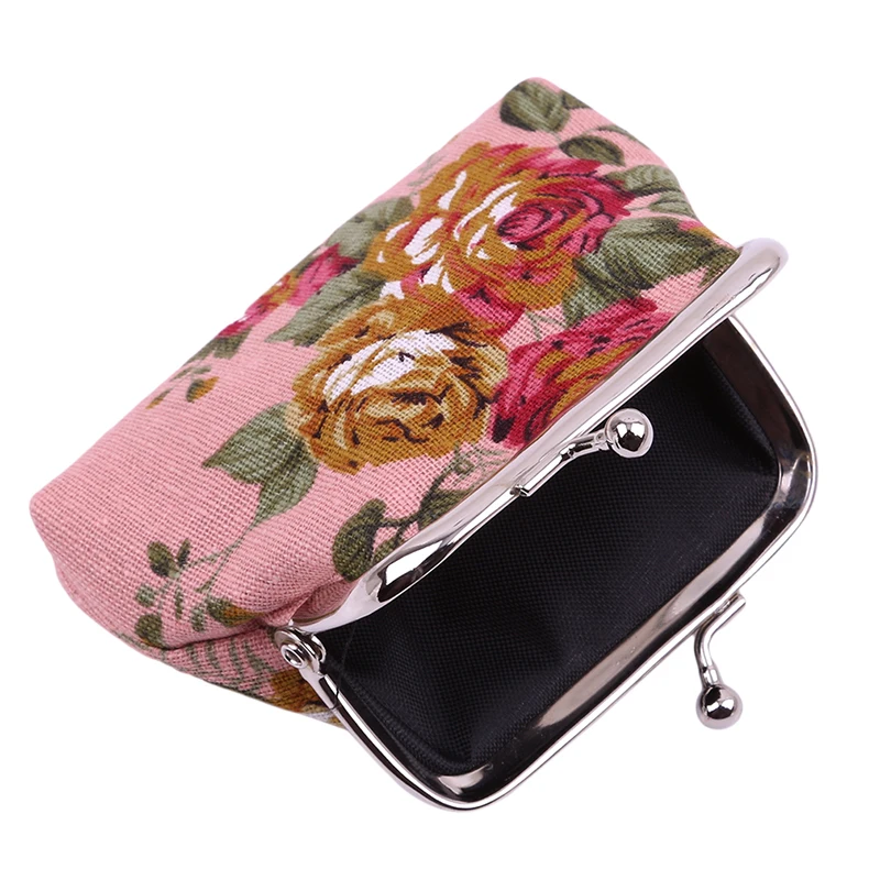 Monedero con broche para mujer, cartera pequeña Retro para mujer, bolso de mano de moda con flores Vintage, bolso de dinero, regalo de flores buenas, 2022