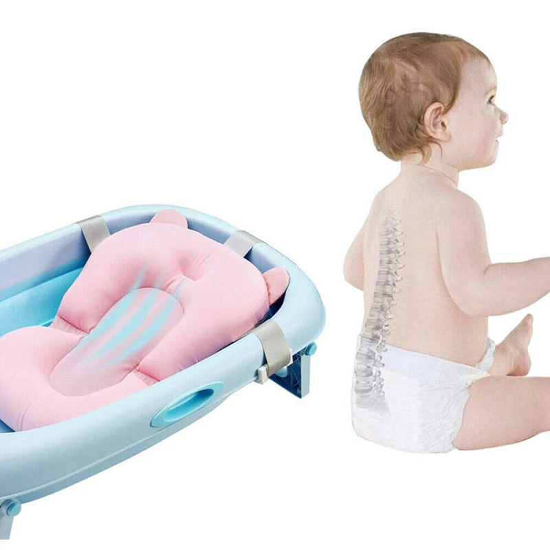 Baby Bath Seat Support Mat Foldable Baby Bath Tub Pad & Chair Newborn Bathtub Pillow Infant Anti-Slip Soft Comfort Body Cushion