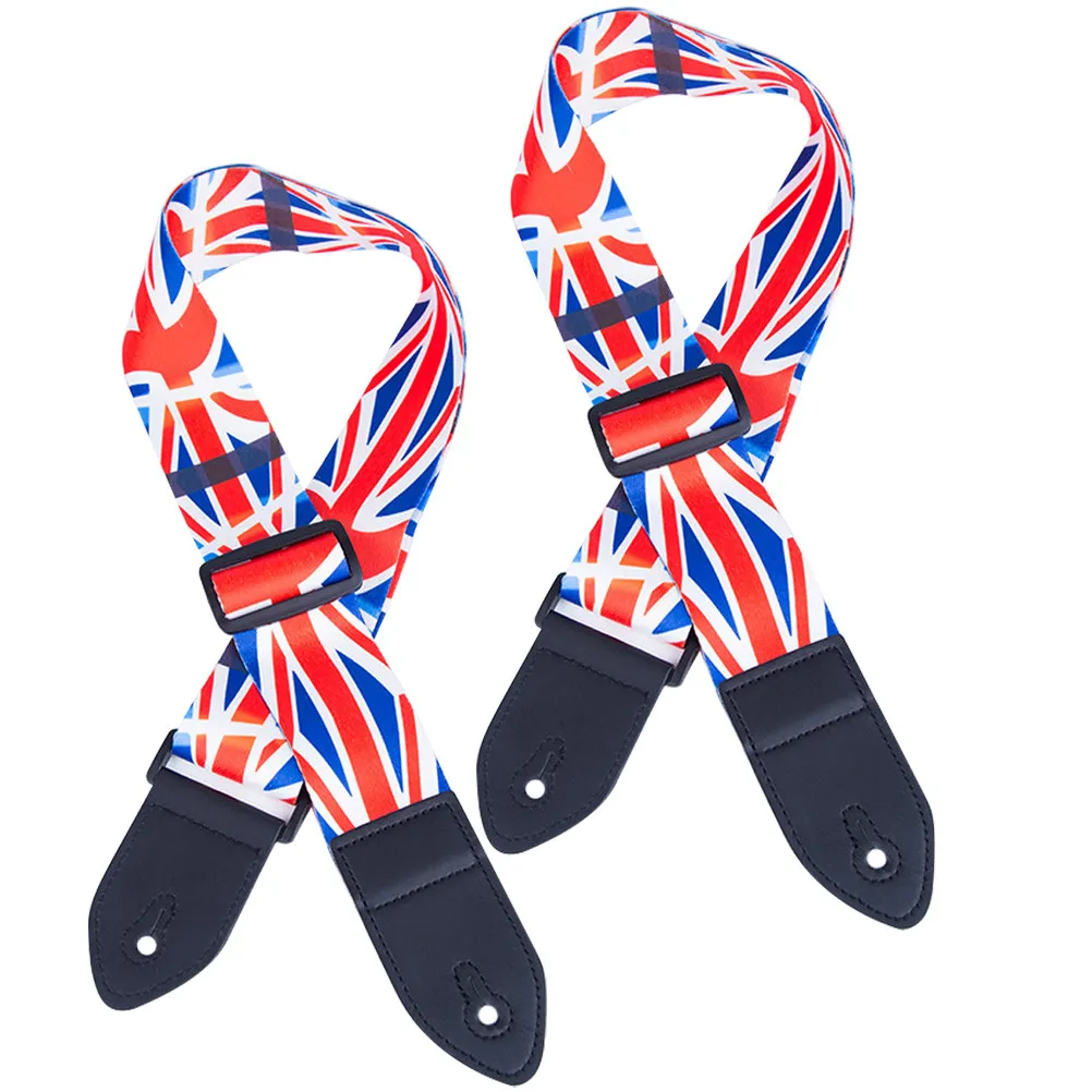 2Pcs Wide Guitar Strap with Uk Flag Print Exquisite Craftsmanship Non-Deforming Arm Pressure Relief Ukulele Shoulder Belt