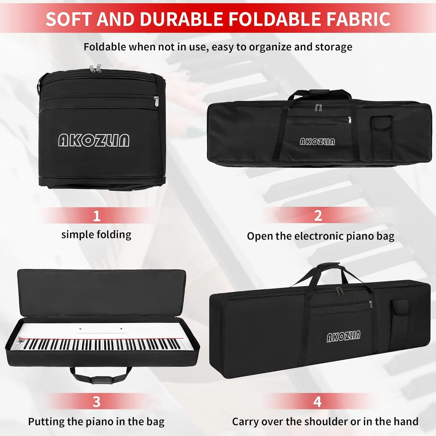 88-key Portable Keyboard Case Bag,88 Note Electric Piano Keyboard Gig Bag Dimension 54.1