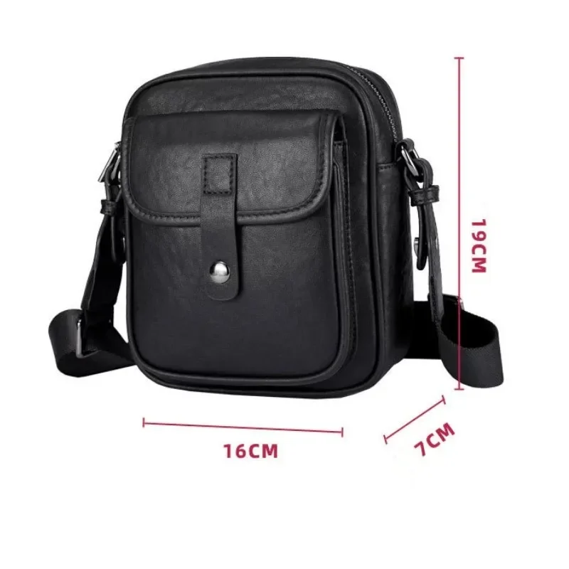 Black Color Newest Men One Shoulder Bag Genuine Leather Boy Small Storage Bags Male Business Fashion Mini Messenger Bag