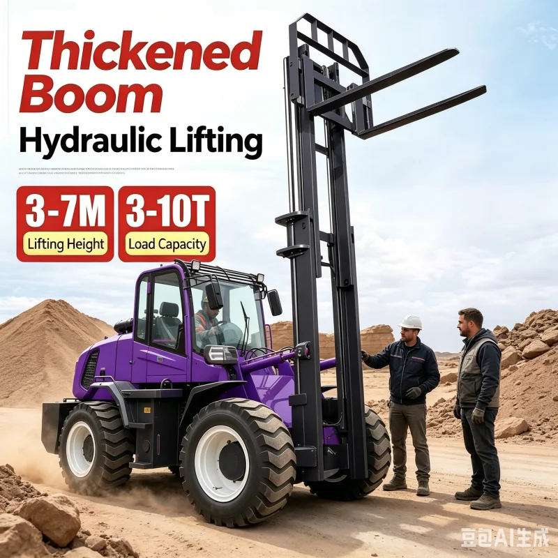 Diesel Hydraulic Forklift With Wide Base Tires And High Ground Clearance For Unpaved Construction Logistics