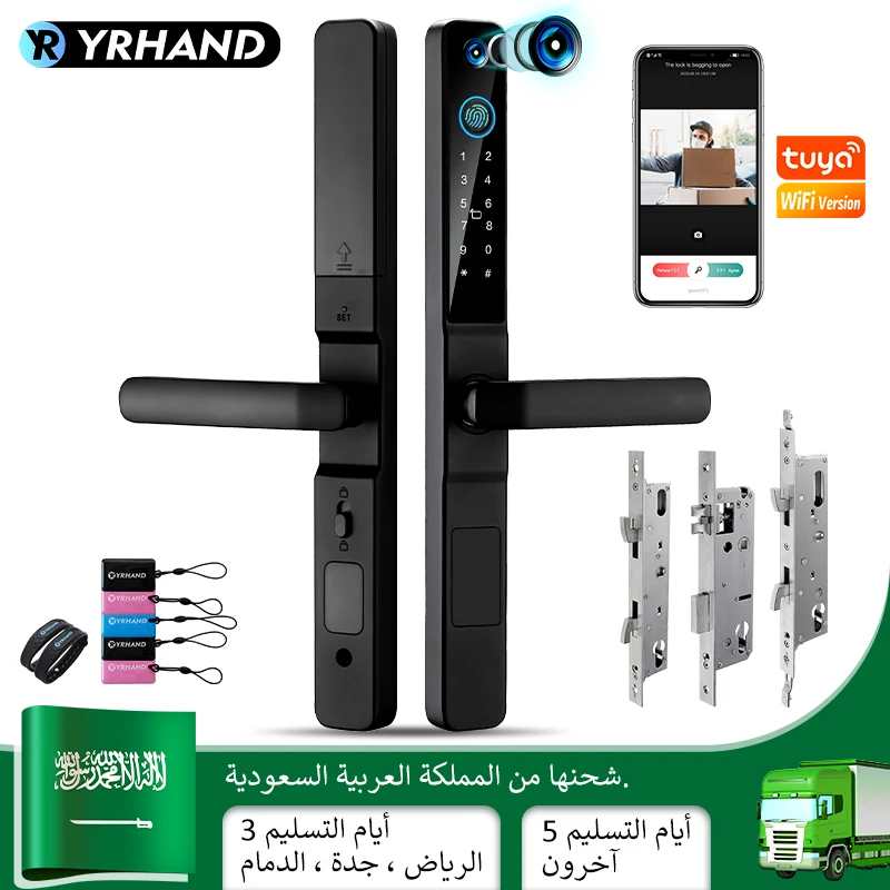 YRHAND Camera IP66 Waterpoof Fingerprint Sliding door digital Tuya wifi Saudi Intelligent Door Lock For Smart Home