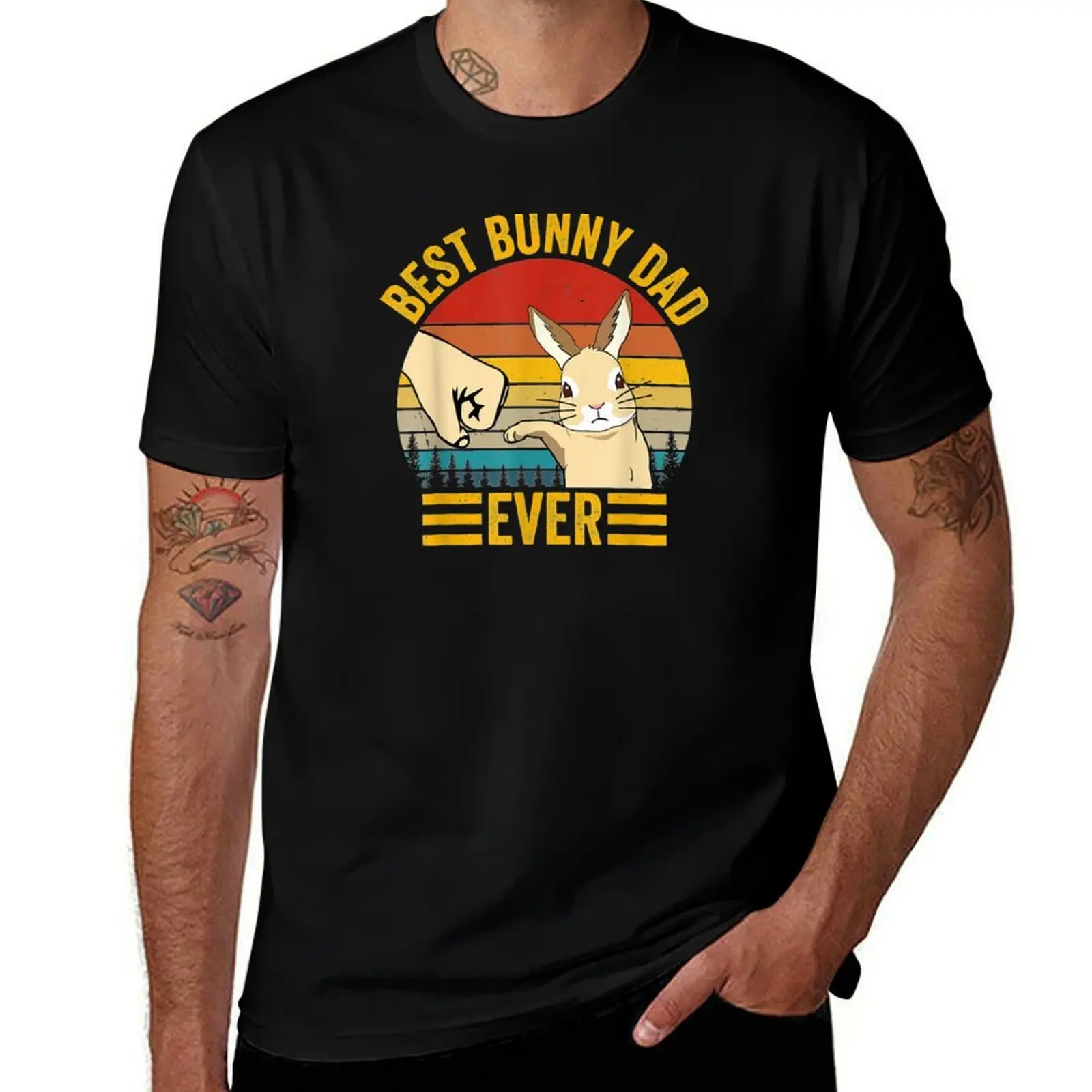Men's Best Rabbit Dad Vintage Rabbit Lover Father Pet Rabbit T-Shirt Casual Short Sleeve T-Shirt