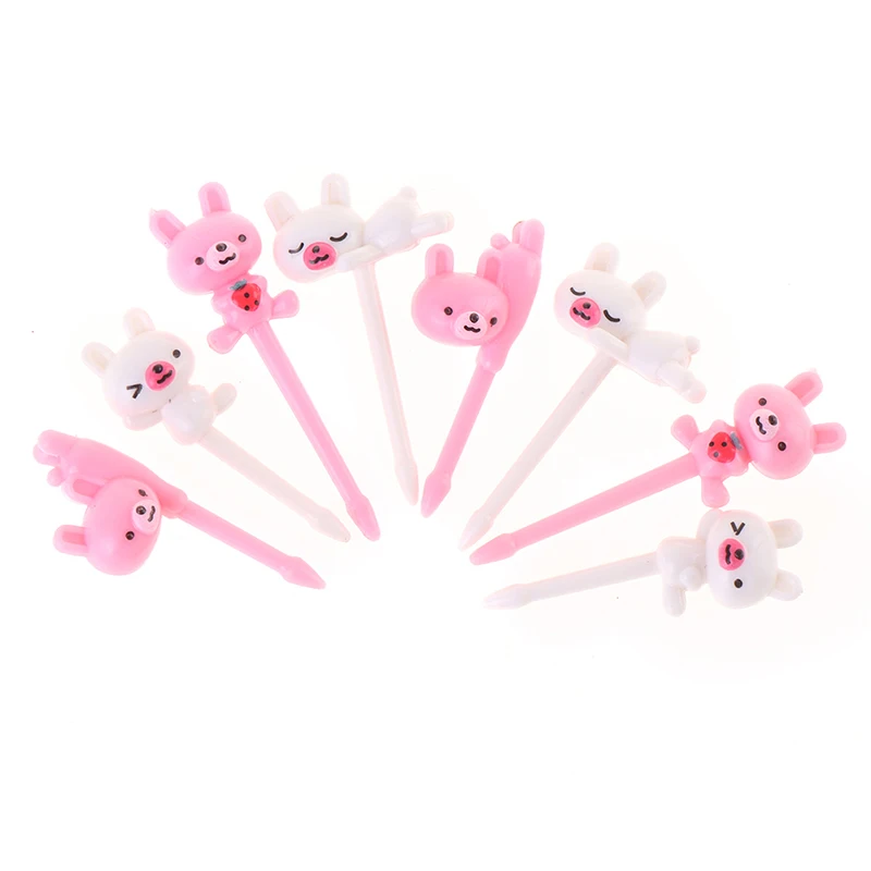 8Pcs Animal Farm Dinosaur Fruit Fork Mini Cartoon Children Snack Cake Dessert Pick Toothpick Bento Lunches Party Decoration