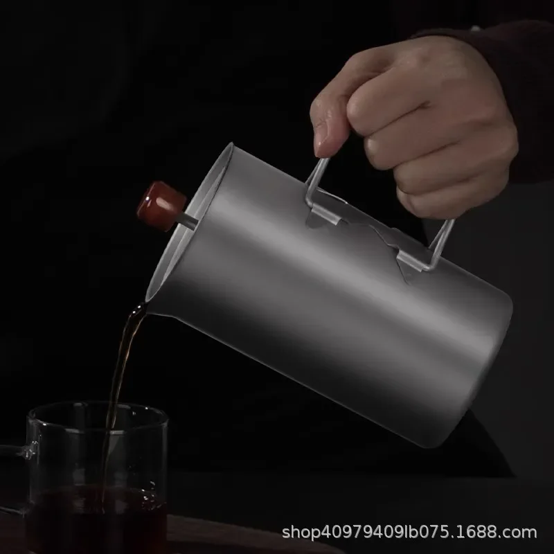 Pure Titanium French Press Coffee Maker Portable Outdoor Travel Hand Brew Pot Household Filter Cup for Tea and Coffee Brewing