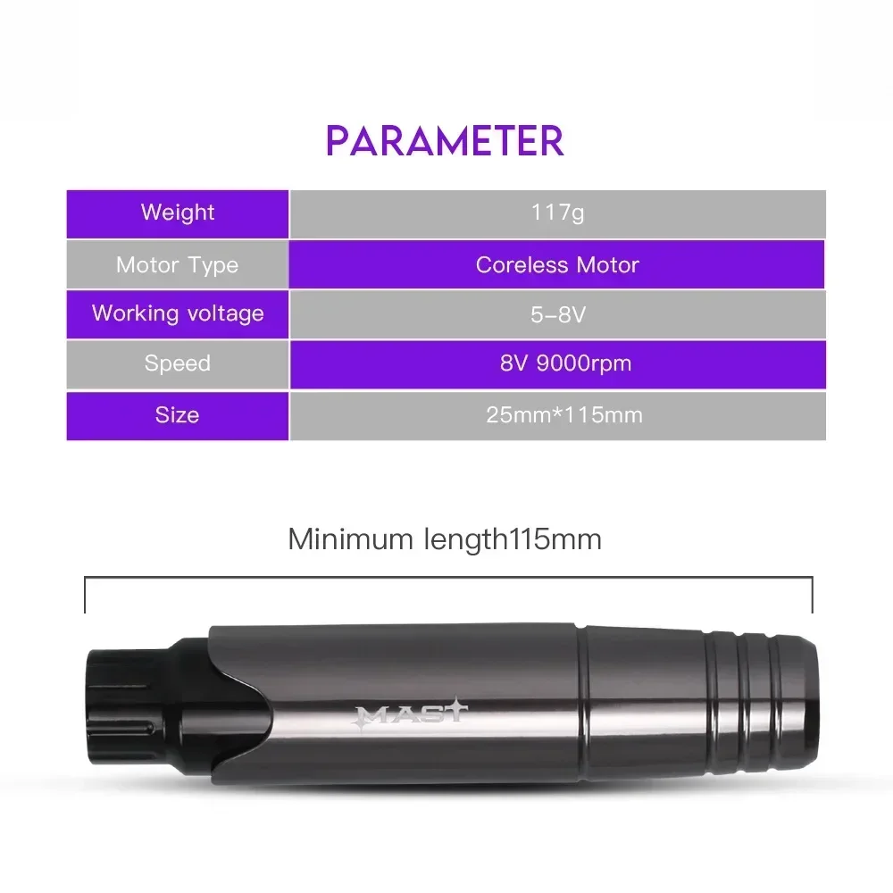 Machine à tatouer professionnelle Mast Tattoo P10, kit de stylo à distance, maquillage en continu, alimentation LCD, tatoueur